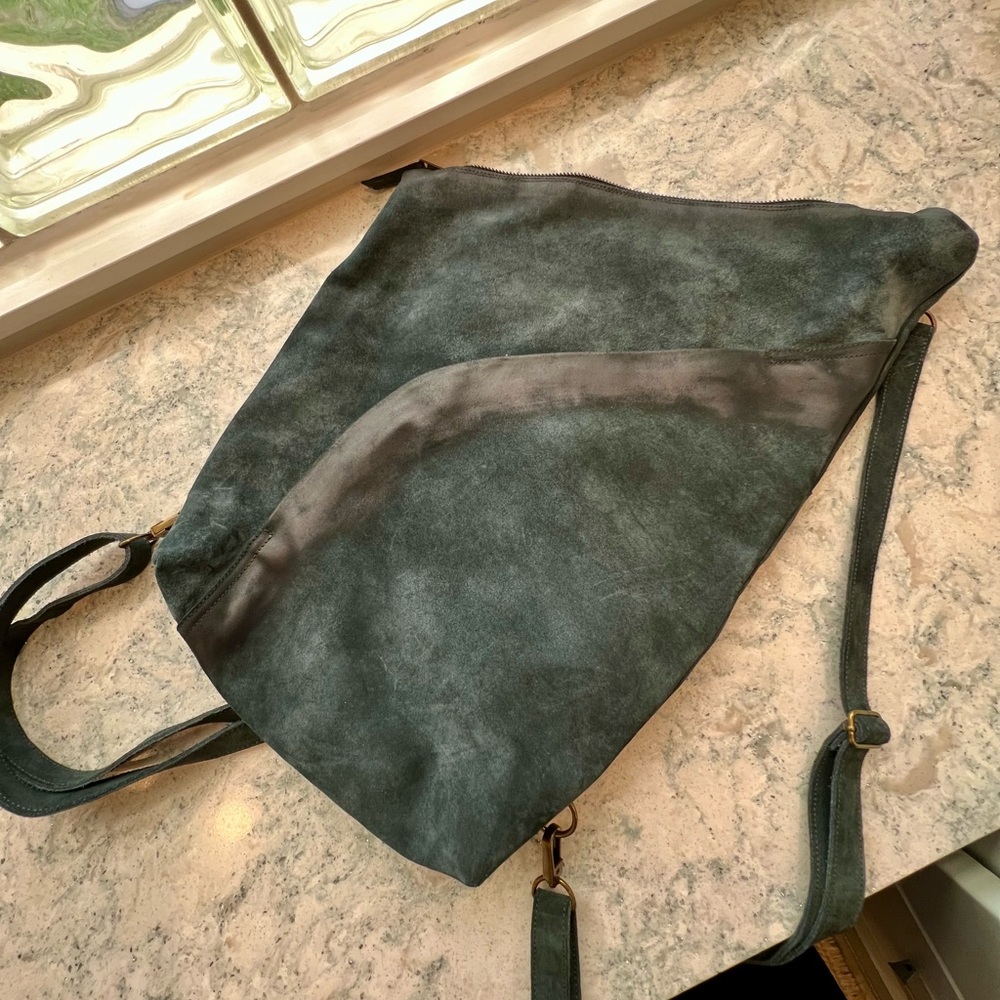 NWOT FREE PEOPLE PAPUCEI distressed suede leather crossbody bag